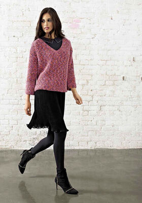 Пу ловер с рукавом реглан, выполненный полупатентным узором Cool Wool Print от Lana Grossa