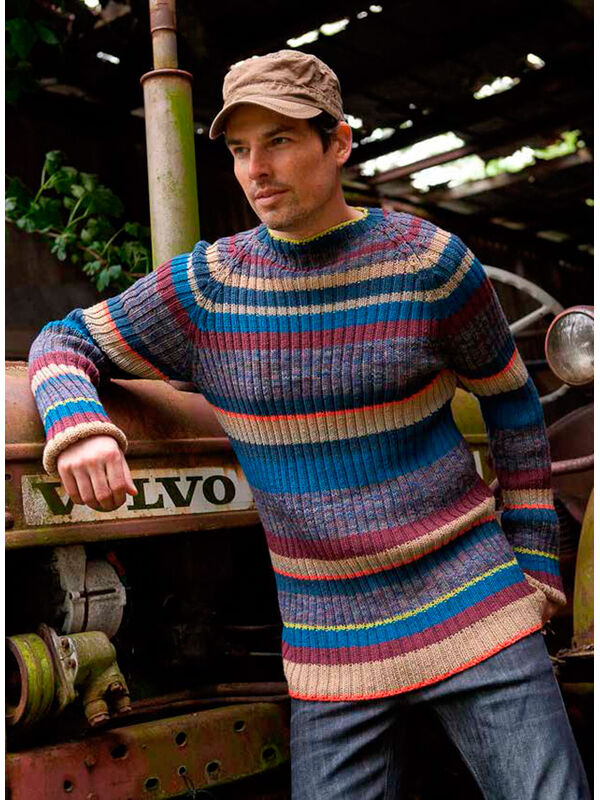 Lana Grossa Мужской пуловер с рукавом реглан Cool Wool uni/print