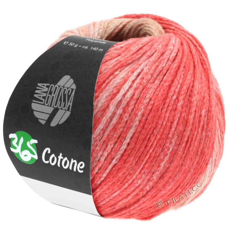 Lana Grossa 365 COTONE Dégradé | 101-бежевый/кэмел/лосось розовый/красный