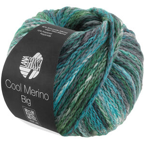 Lana Grossa COOL MERINO Big Color | 409-тёмно-зелёный/петрольный/морская волна/серо-зелёный/серый/белый