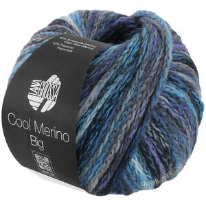 Lana Grossa COOL MERINO Big Color | 410-серый/мятно-бирюзовый/тёмно-синий/королевский/сине-фиолетовый
