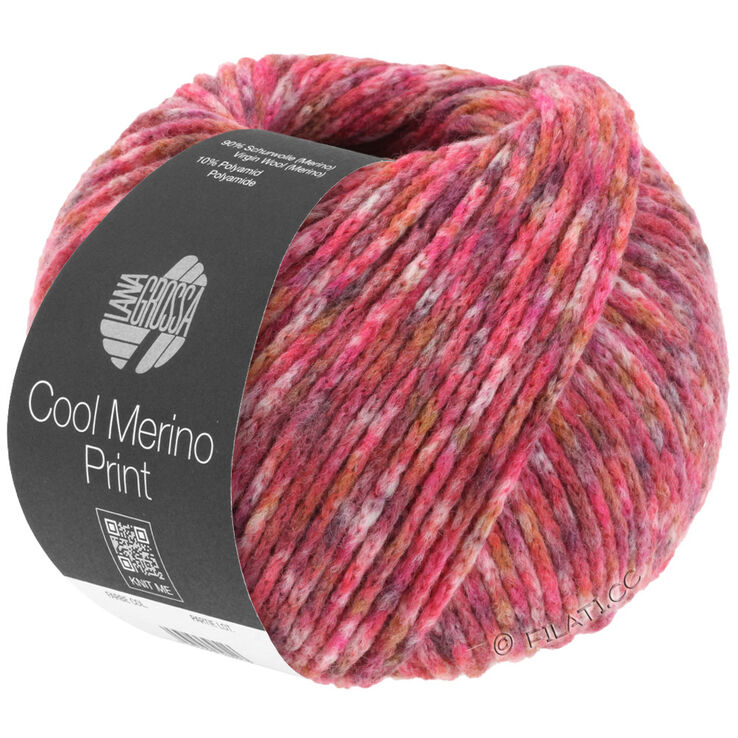 Lana Grossa COOL MERINO Print | 101-тёмно-красный/серый/розовый/красный
