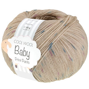 Lana Grossa COOL WOOL Baby Uni/Print 50g | 371-светло-бежевый/бирюзовый/пурпурный