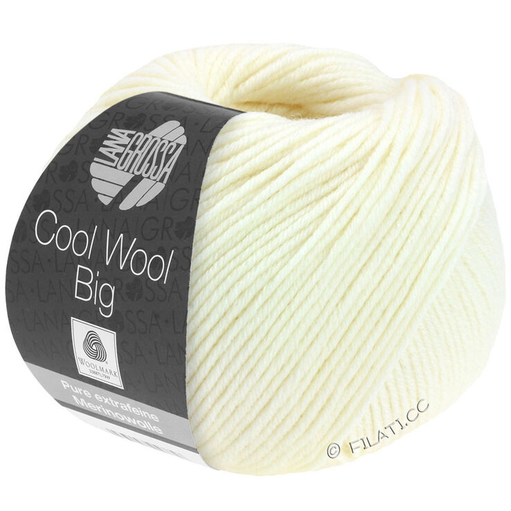 Lana Grossa COOL WOOL Big Uni/Melange уни/меланж | 0601-сурово-белый