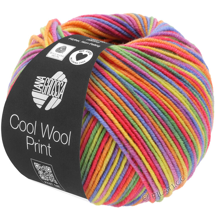 Lana Grossa COOL WOOL Print | 703-пурпурный/зелёный/малиновый/оранжевый/жёлтый/синий