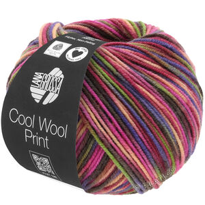 Lana Grossa COOL WOOL  Print | 749-винно-красный/ярко-розовый/жёлто-зелёный/сине-фиолетовый/лососевый/кофе мокко