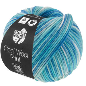Lana Grossa COOL WOOL  Print | 844-бирюзовый/голубой/лазурный/сурово-белый