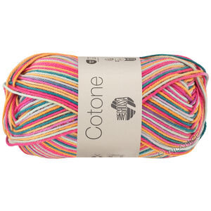 Lana Grossa COTONE  Print/Spray/Mouliné | 356-оранжевый/ярко-розовый/пурпурный/морская волна/нежно-зелёный