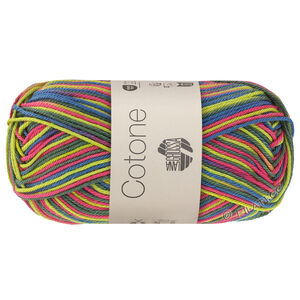 Lana Grossa COTONE  Print/Spray/Mouliné | 366-фисташковый/акациево-красный/петрольно-синий/тёмно-зелёный