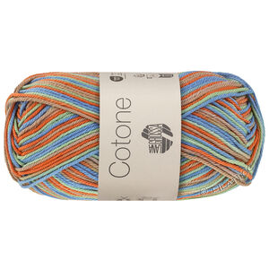 Lana Grossa COTONE  Print/Spray/Mouliné | 370-мандариновый/серо-бежевый/мятный/бирюзовый