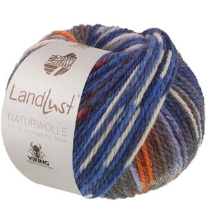 Lana Grossa LANDLUST Naturwolle Print | 102-синий/оранжевый узорчатая