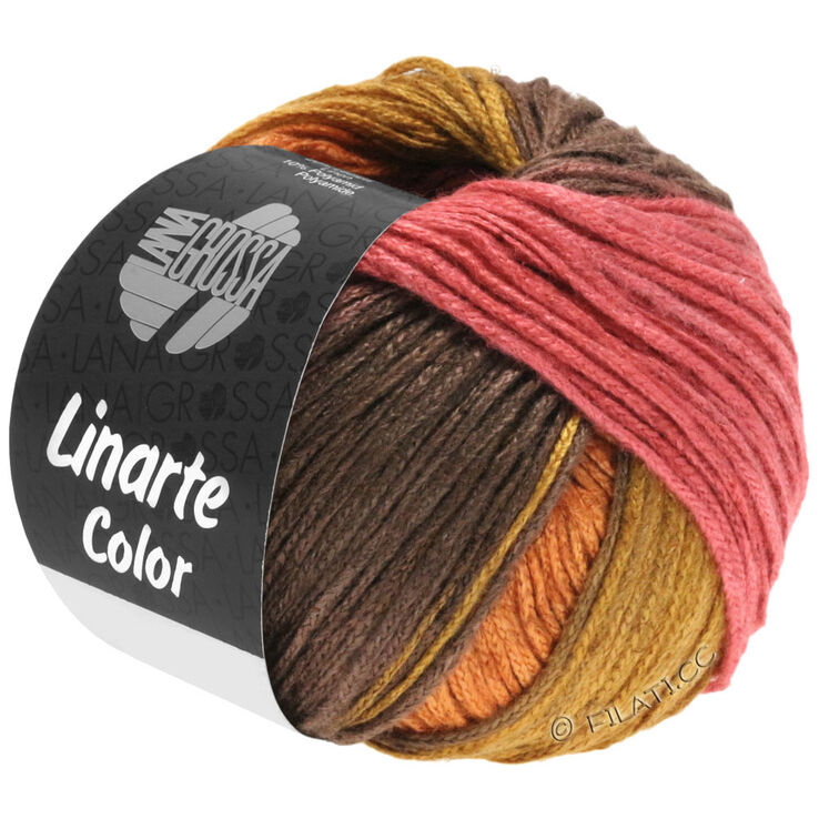 Lana Grossa LINARTE Color | 213-малиновый/пастельный оранжевый/горчично-желтый/коричневый