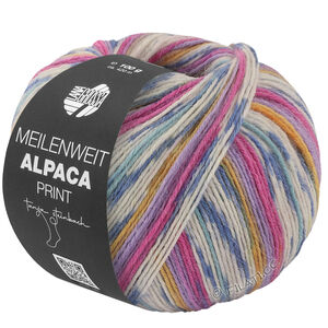 Lana Grossa MEILENWEIT 6-FACH 150g Alpaca Print | 1109-фуксия/пурпурный/фиолетовый/шафраново-жёлтый/белый/серо-синий/джинс