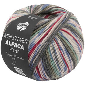 Lana Grossa MEILENWEIT 6-FACH 150g Alpaca Print | 1111-мшисто-зелёный/серо-зелёный/нефрит/белый/тёмно-красный/джинс