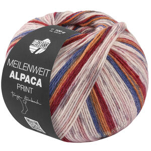 Lana Grossa MEILENWEIT 6-FACH 150g Alpaca Print | 1112-тёмно-синий/коричневая охра/тёмно-красный/белый/пыльно-розовый/светло-серый