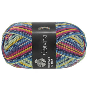 Lana Grossa MEILENWEIT 6-FACH 150g Cervinia | 9754-темная фуксия/тёмно-синий/белый/синий/бледно-жёлтый/желтково-жёлтый