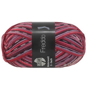 Lana Grossa MEILENWEIT 6-FACH 150g Freddo | 9740-тёмно-серый/белый/бургунд/красный/серо-розовый/мальва