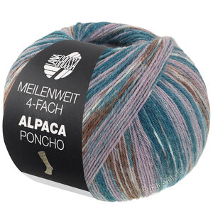 Lana Grossa MEILENWEIT 100g Alpaca Poncho | 2722-тёмно сине-зеленый/петрольный/голубой/серо-бежевый/серо-коричневый/серо-фиолетовый