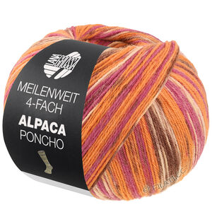 Lana Grossa MEILENWEIT 100g Alpaca Poncho | 2723-оранжевый/фуксия/кремовый/вереск/коричневый