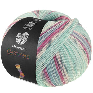 Lana Grossa MEILENWEIT 100g Cashmere Pista | 142-мята/бирюзовый/белый/серый/голубой/фуксия в полоску