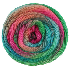 Lana Grossa MEILENWEIT 100g Merino Color Mix Sparks | 7618-малиновый/цвет ржавчины/серо-зелёный/бирюзовый/нефрит/фуксия