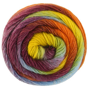 Lana Grossa MEILENWEIT 100g Merino Color Mix Sparks | 7621-петрольный/весенне-зелёный/фисташковый/горчично-желтый/оранжевый/коричневый/баклажановый/серо-фиолетовый
