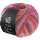 Lana Grossa MEILENWEIT 100g Cosy Socks Multi Stripes | 152-тюльпаново-красный/фиалково-синий/лосось розовый/ярко-розовый/светло-серый
