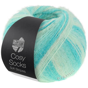 Lana Grossa MEILENWEIT 100g Cosy Socks Soft Stripes | 102-нефрит/светло-зеленый/бело-зелёный/сурово-белый