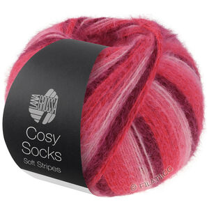 Lana Grossa MEILENWEIT 100g Cosy Socks Soft Stripes | 105-бордовый/розовый/малиновый/ярко-розовый