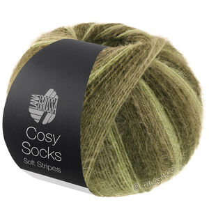 Lana Grossa MEILENWEIT 100g Cosy Socks Soft Stripes | 107-светло-зелёный/резедово-зелёный/серо-зелёный/мшисто-зелёный