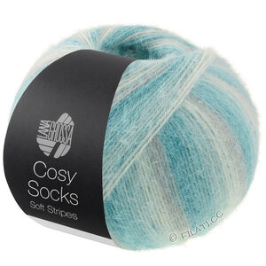 Lana Grossa MEILENWEIT 100g Cosy Socks Soft Stripes | 110-светло-серый/мята/мятно-бирюзовый/бирюзовый/светлый сине-голубой