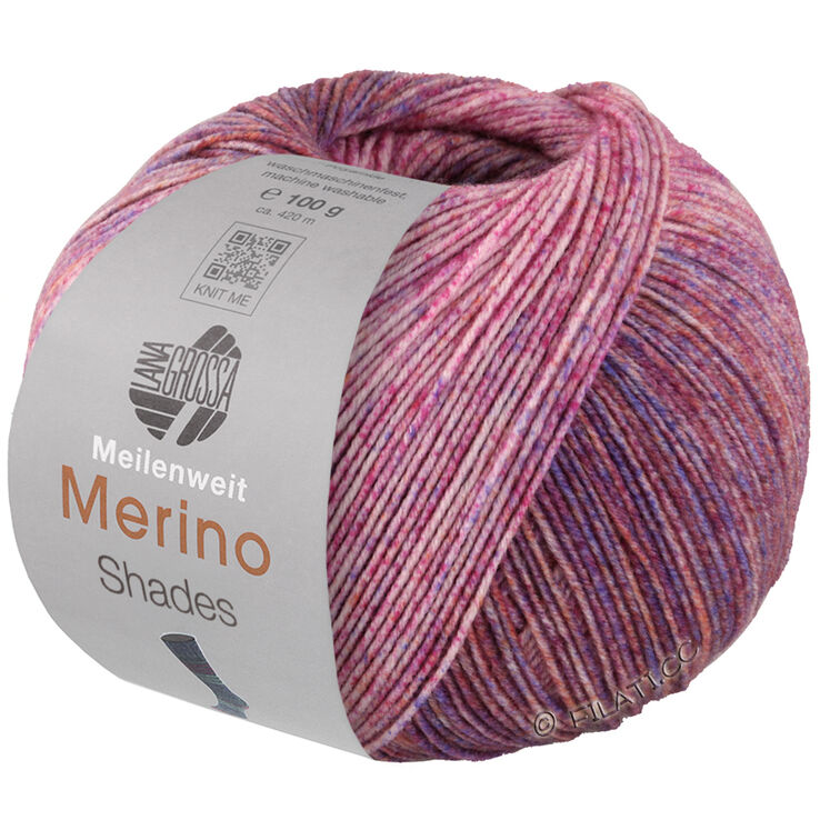 Lana Grossa MEILENWEIT 100g Merino Extrafine Shades | 7224-розовый/ярко-розовый/охра/сине-фиолетовый/тёмно-красный