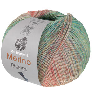 Lana Grossa MEILENWEIT 100g Merino Extrafine Shades | 7229-лососевый/кремовый/бирюзово-зелёный/жёлто-зелёный
