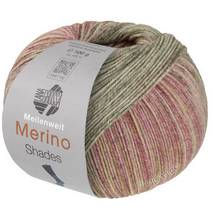Lana Grossa MEILENWEIT 100g Merino Extrafine Shades | 7232-пастельно-зелёный/серо-зелёный/светло-бежевый/бежевый/ярко-розовый