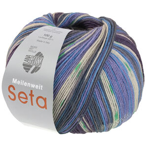 Lana Grossa MEILENWEIT 100g Seta Giappone | 3385-сине-фиолетовый/белый/оливковый/небесно-голубой/серый/сине-лиловый/зелёный