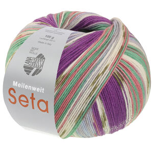 Lana Grossa MEILENWEIT 100g Seta Giappone | 3389-сине-фиолетовый/белый/оливковый/голубой/нефрит/пыльно-розовый/светло-серый
