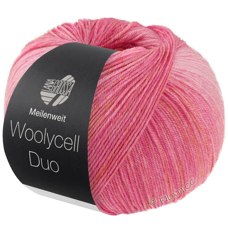 Lana Grossa MEILENWEIT 100g Woolycell Duo | 6001-розовый/ярко-розовый/бледно-оранжевый