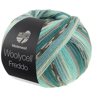 Lana Grossa MEILENWEIT 100g Woolycell Freddo | 6044-петрольно-зелёный/средне-серый/бирюзовый/мята/морская волна/тёмно-серый/светло-серый