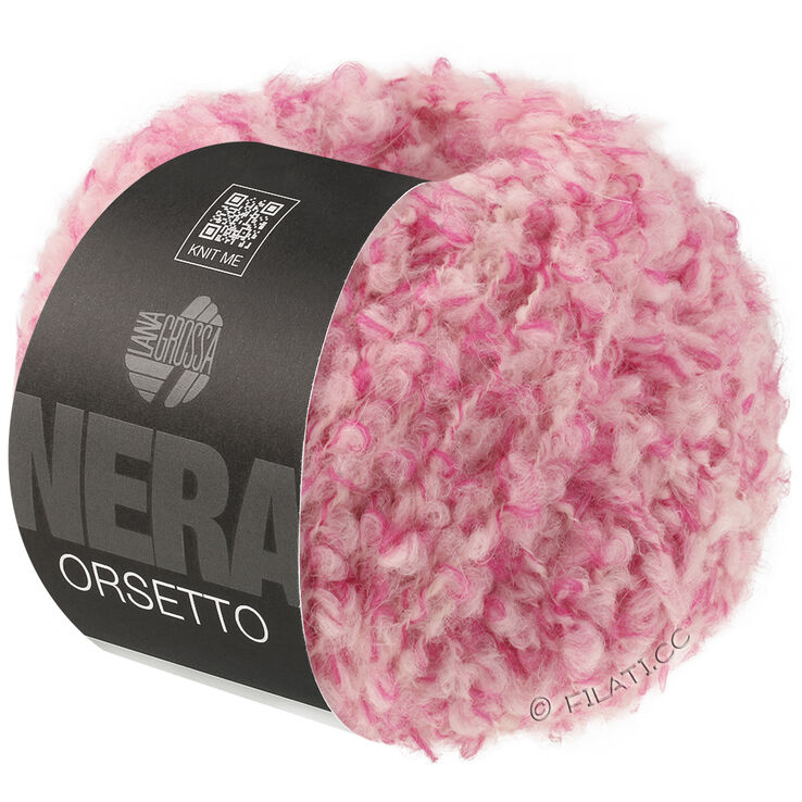 Lana Grossa ORSETTO Moulinè (Nera | 101-ярко-розовый/сурово-белый