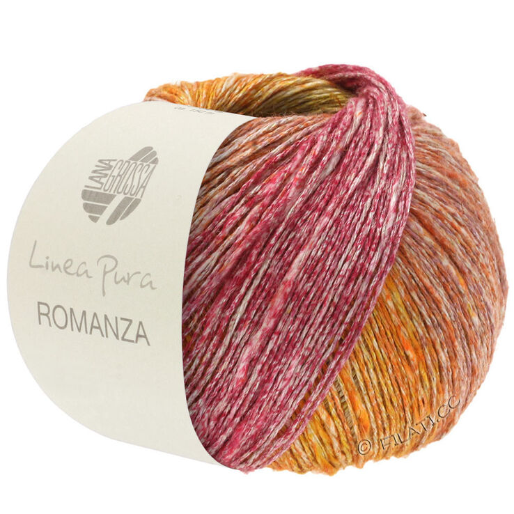 Lana Grossa ROMANZA (Linea Pura) | 01-лён/цикламеновый/ягодный/серо оранжевый/оранжевый/жёлтый