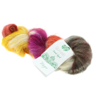Lana Grossa SILKHAIR Hand-dyed | 608-тёмно-серый/цвет экрю/терракотовый/жёлтый/красно-фиолетовый