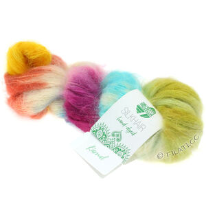 Lana Grossa SILKHAIR Hand-dyed | 609-цвет экрю/светло-серый/голубой/жёлтый/терракотовый/красно-фиолетовый/тёмно-серый