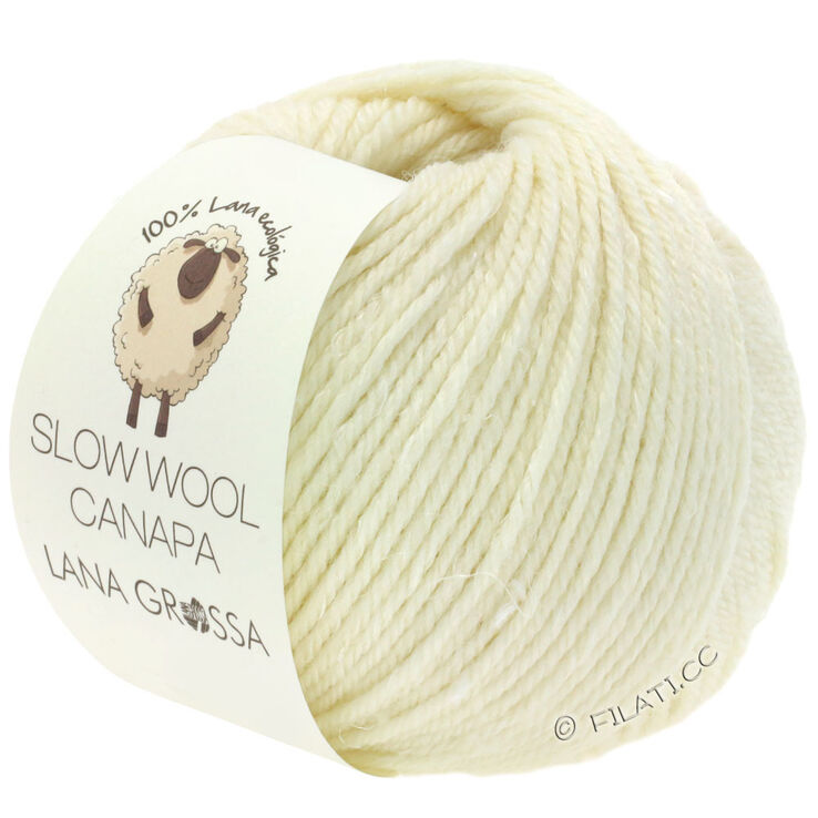 Lana Grossa SLOW WOOL CANAPA | 01-сурово-белый