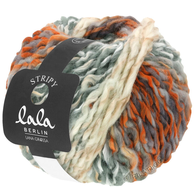 Lana Grossa STRIPY (lala BERLIN) | 01-белый/серый/цвет ржавчины/оранжевый/тёмно-серый