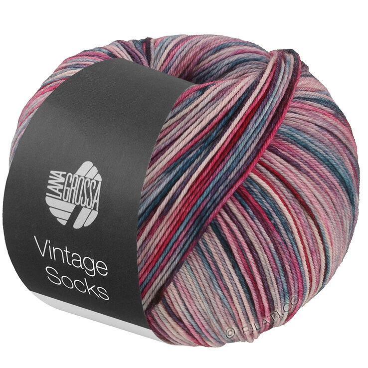 Lana Grossa VINTAGE SOCKS Multi | 1051-розовый/серо-бежевый/светло-серый/тёмно-серый/ярко-розовый/красно-фиолетовый