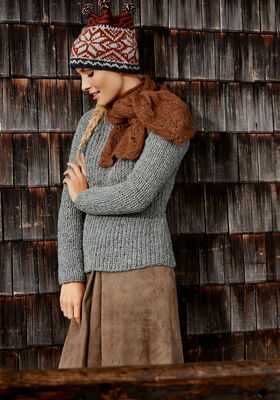 Шапка с жаккардовым узором и полосами Alta Moda Alpaca от Lana Grossa