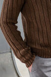 Lana Grossa КОРИЧНЕВЫЙ ПУЛОВЕР С ШИРОКОЙ РЕЗИНКОЙ Cool Wool Big Melange