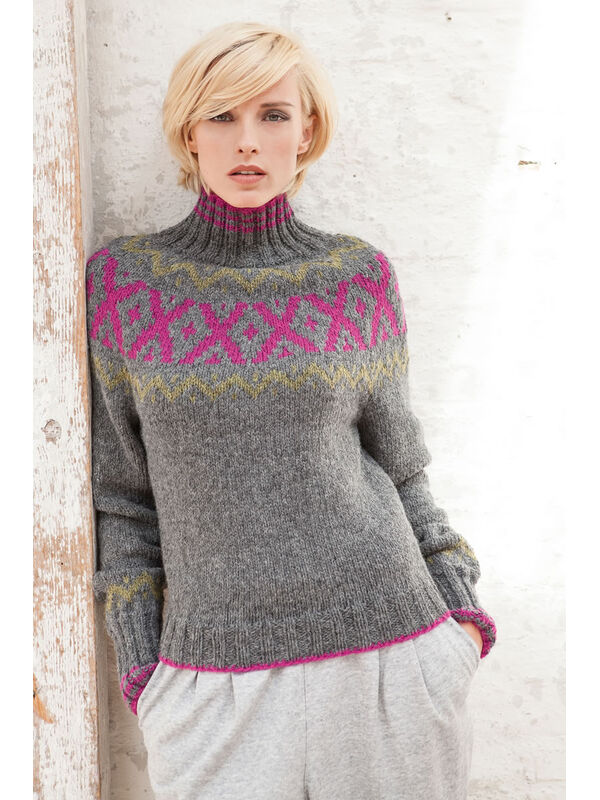 Lana Grossa ПУЛОВЕР С КРУГЛОЙ КОКЕТКОЙ Alta Moda Alpaca