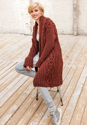 ЖАКЕТ С УЗОРОМ ИЗ РОМБОВ, ШИШЕЧЕК И ЛИСТОЧК Alta Moda Alpaca от Lana Grossa