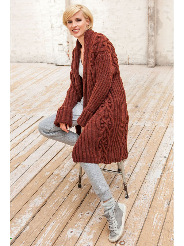 Lana Grossa ЖАКЕТ С УЗОРОМ ИЗ РОМБОВ, ШИШЕЧЕК И ЛИСТОЧК Alta Moda Alpaca